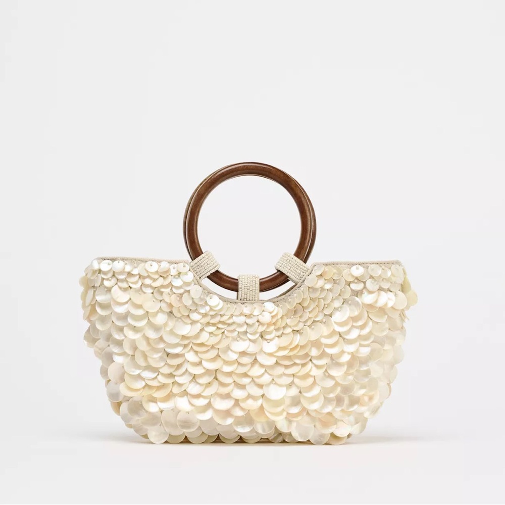 Zara Faux Mother of Pearl Appliqué Bag